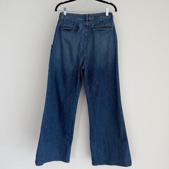 Nili Lotan Floran Jeans Womens 30 Wide Leg Pleated High Rise Flare Denim Trouser - Picture 3 of 11